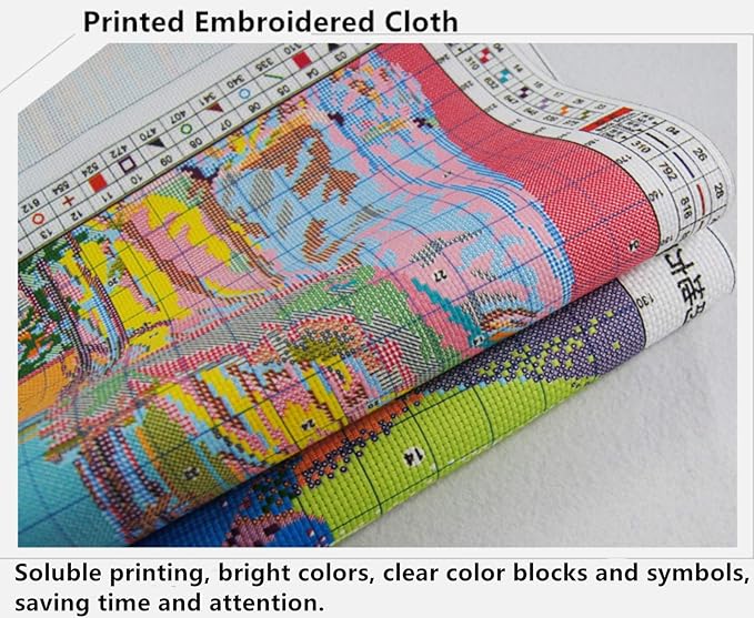 CaptainCrafts New Cross Stitch Kits Embroidery Kit Full Range Pre-Printed and Counted Fabrics Kits for Adults Beginners Home Decor (Stamped 14CT, Autumn Lantern)