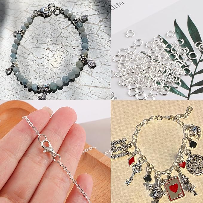 23Pcs 925 Sterling Silver Lobster Claw Clasps 10mm with Open Jump Rings Jewelry Making Set, Sterling Silver Jewelry Finding Supplies Small Lobster Clasps for Necklaces Bracelet Chains Connector