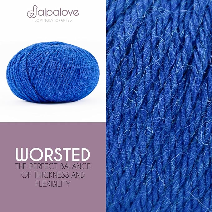 Worsted Set (6 x 1.75 oz) Super Soft Baby Alpaca Knitting Yarn Royal Blue 656 Yards