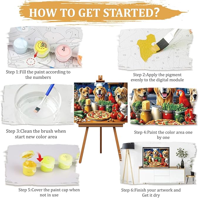 MAXBYE Paint by Numbers Kits for Adults, Kitchen Cute Pet Acrylic Easy Paint by Numbers for Adults Beginner, DIY Painting by Numbers for Home Wall Decor Gift 12x16in