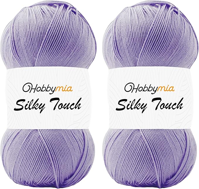 Silky Touch Acrylic Yarn - Soft Sport Weight Yarn for Crochet & Knitting - 100g / 383yds - 100% Microfiber Acrylic - Lightweight Fine Smooth Yarn(Purple - Larkspur Flower, 2 Skeins)
