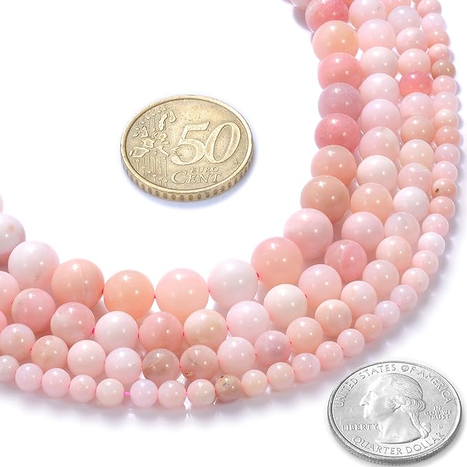 10mm Natural Powder Opal A Gemstone Round Loose Beads Crystal Stone Bracelet Necklace Accessories Crafts for Jewelry Making DIY,1 Strand 15"