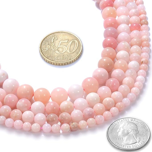 8mm Natural Powder Opal A Gemstone Round Loose Beads Crystal Stone Bracelet Necklace Accessories Crafts for Jewelry Making DIY,1 Strand 15"