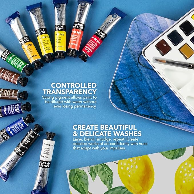 Aquafine Daler Rowney Watercolour Introduction Set-12 x 8 mL Tubes, Assorted