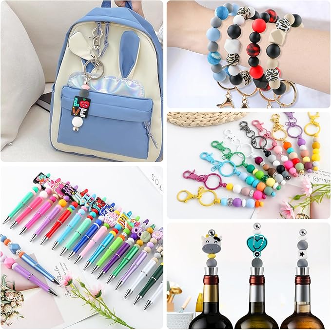 160Pcs 12mm Silicone Beads for Keychain Making Bracelet Necklace, Bulk Round Silicone Beads for Pens（Dim Gray）