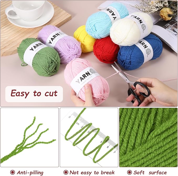 6Pcs Green Acrylic Yarn 790 Yard 4 Ply Soft Crochet Yarns Sport Weight Yarn,[for DIY Crocheting Knitting Craft Blankets Hats]-300g