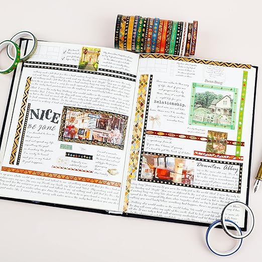Dizdkizd Slim Washi Tape, Foil Gold Washi Tape Skinny for Planners Scrapbooks Cards Decoration, Tribal Ethnic Patterns, 3mm/5mm, 3m per Roll, A Set of 26 Rolls