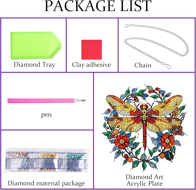 Hanging Diamond Art Kits for Adults Dragonfly Animal – 8x8 Inch Double-Sided Acrylic Board DIY Crystal Diamond Suncatcher Pendant, Sparkling Home Wall or Window Decoration Handmade Gift