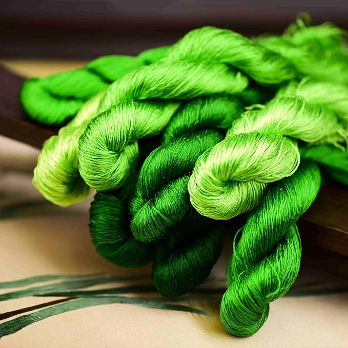 Natural Mulberry Silk Embroidery Thread – 8 Colors, 110m Each, Premium Hand-Dyed Silk Floss for Hand Embroidery, Cross-Stitch, and Needlework (01)