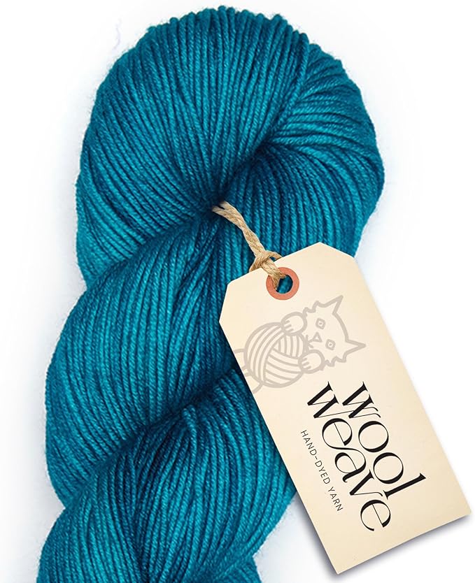 Superwash Merino Wool Yarn for Knitting & Crocheting - Premium Hand Dyed Teal Yarn, 100gr, 240 Yards, Dk Weight Yarns - Luxurious, Soft & Durable