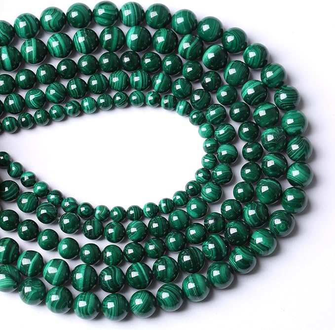 19pcs 10mm Natural Green Malachite Beads AAA Gemstone Round Loose Beads for Jewelry Making DIY Bracelets Necklaces Crystal Energy Healing Stone Beads 7.5" (Natural Malachite, 10mm)