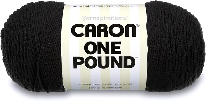 Caron One Pound Solids Yarn, 16oz, Gauge 4 Medium, 100% Acrylic - Black- For Crochet, Knitting & Crafting ( 1 Piece )