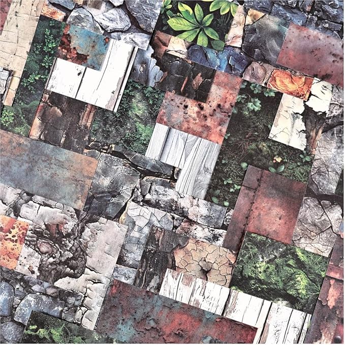 150 Sheets Rustic Textures Vintage Scrapbook Paper, 3.7x5.5 Inch, 5 Assorted Set Background Decorative Paper Ephemera for Junk Journaling Supplies, Scrapbooking, Collage