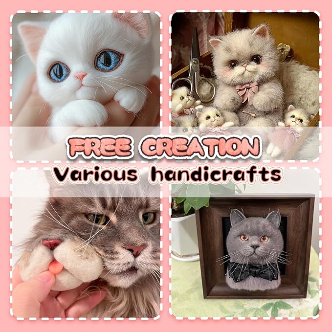 Nuvretk 8 Cute Silicone Molds for Needle Felting - Cat Nose Shapes for Stuffed Animals, DIY Crafts, and Accessories (T-Shaped)