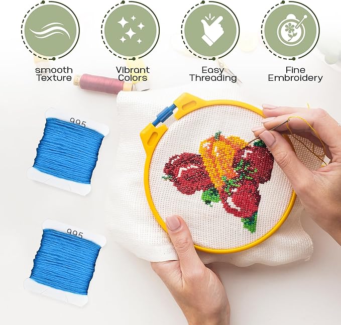 Embroidery Floss Kit and Refills - Cotton Threads - DMC Color Coding for Cross Stitch, String Crafts, Friendship Bracelets