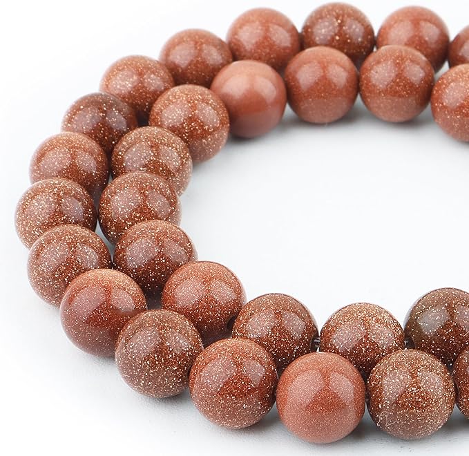 Stone Beads for Jewelry Making - 8mm Gemstone Round Beads for Bracelets(45-47pcs, Red Sand)