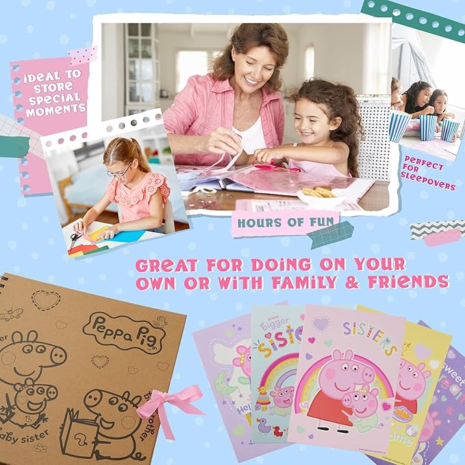 Peppa Pig Scrapbook Set for Kids, Arts and Crafts Activity Set with Stamps Glitter Pens, Scrapbook Supplies Sticker Book Craft Kit, Gifts for Girls