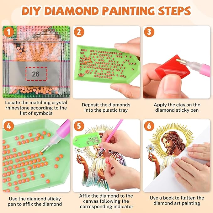 Masendp Easter Diamond Painting Hanging Decor Kit, DIY Jesus Special-Shaped Rhinestone Window Hanging Kit, Suitable for Home and Garden Wall Decoration Gifts