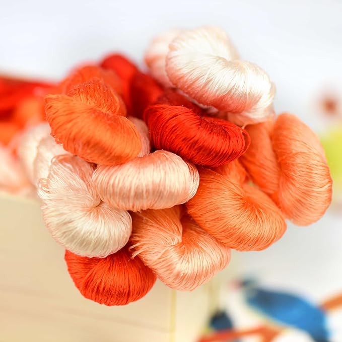 Natural 100% Silk Thread, Handmade Embroidery Thread Silk Floss 9 Colors 110m Each (26)