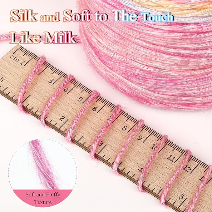 Katech Ombré Yarn for Crocheting-Gradient Cake Yarn-4x100g 60% Cotton 30% Acrylic 10% Wool-Ombre Multicolor Soft Rainbow Cotton Crochet Yarn for Scarves, Shawls, Blankets and Garments(J)