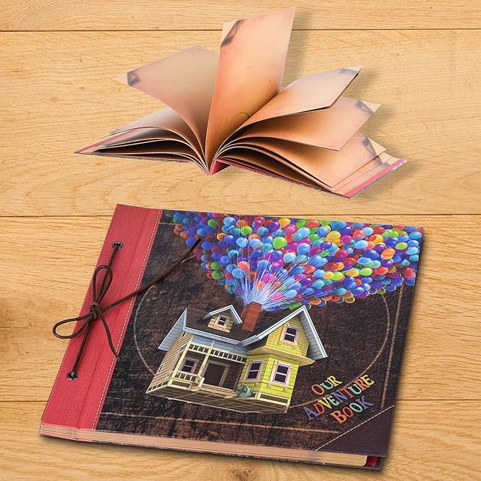 Our Adventure Book 12x12 Inch,Scrapbook Album Large Handmade Travel Scrapbook 60 Pages DIY Album for Anniversary,Wedding,Travelling,Writing,Baby,Friends,Family,Couple Gifts (12in-Up House)