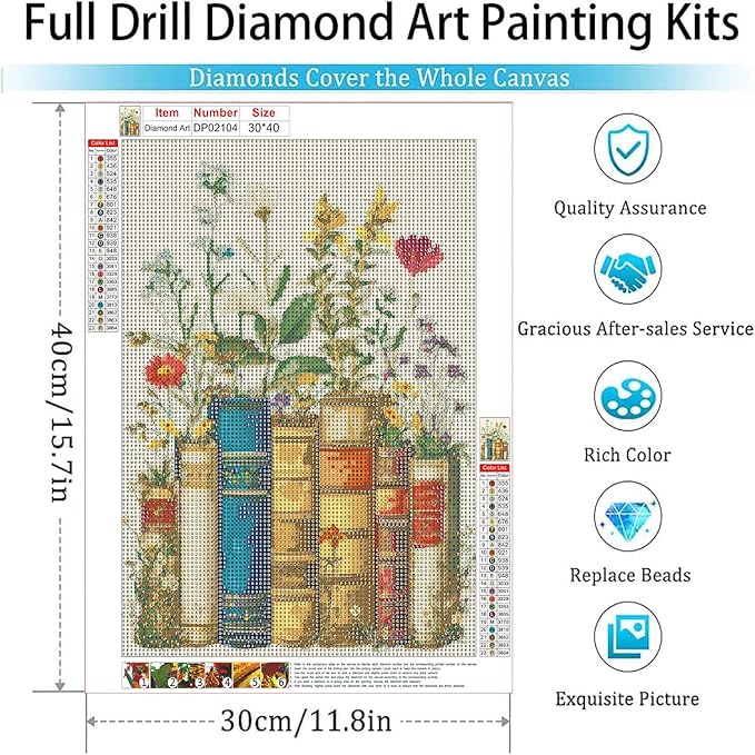 ARPADAMO Diamond Art Kits for Adults,5D Book Diamond Painting DIY Flower Diamond Art Diamond Painting Kits for Adult,Round Full Drill Diamonds, Diamond Art Kits for Home Decor-12x16inch