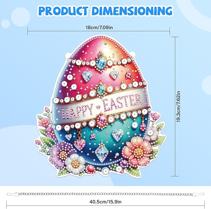Bowetile Easter Hanging Diamond Art Kits for Adults, 5D Special Shape Diamond Painting Egg Kits, Easter Egg Diamond Gem Art Suncatchers Painting Pendant Home Decor, Gifts for Easter