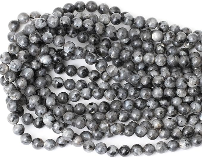 cheavian 45pcs 8mm natural black labradorite gemstone round loose beads crystal energy stone for diy jewelry making 1 strand 15"