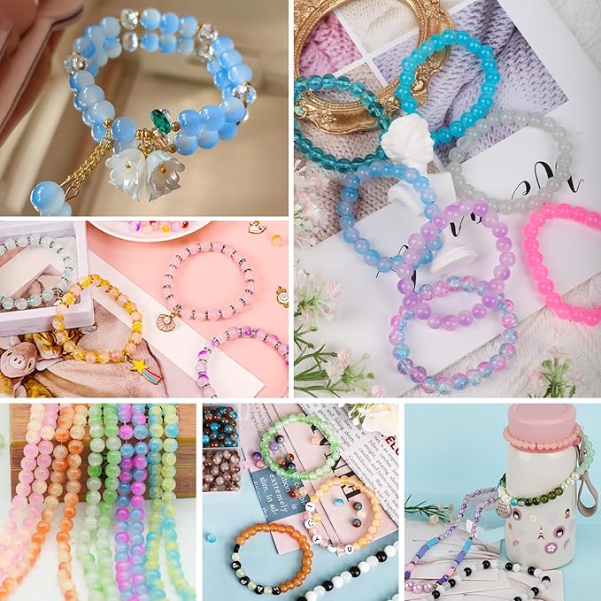 XSEINO About 1200+ PCS 6mm Double Colors Style Glass Beads Bracelet Making Kit,24 Assorted Double Colors Series Crystal Beads for Jewelry Making and DIY Crafts, Friendship Bracelets