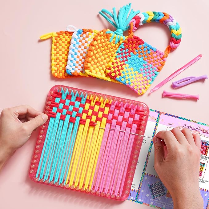 REENLIV Upgraded Weaving Loom Kit Toys for Kids & Adults, DIY Arts & Crafts, Easy Potholder Loom Knitting Activity for Beginners, Ideal Gifts for Girls Ages 5 6 7 8-12 13 Years Old, 252 Craft Loops