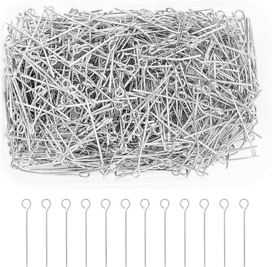Mandala Crafts 500 1 Inch Silver Eye Pins for Jewelry Making Earring Making Supplies Jewelry Findings Open Eye Head Pins for Earrings DIY Bracelets Rosary Charms