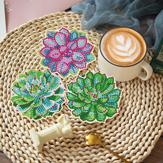 EWJRNSF 8 PCS Diamond Art Coasters Kit, Small Diamond Painting Coasters, Fall Diamond Art Kits for Adults Beginners, Arts and Crafts Supplies Item Sets with Holder