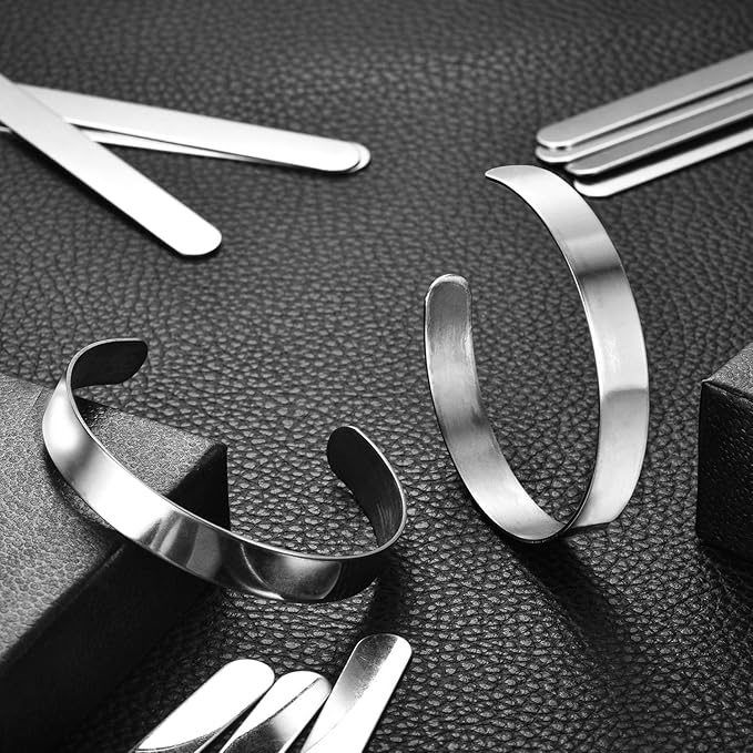 Hicarer 18 Pieces Adjustable Cuff Bracelet Blanks Stainless Steel Bangle Blanks DIY Cuff Bracelet Blank for Making Presents Stamping Jewelry, 3/ 8 x 6 Inches