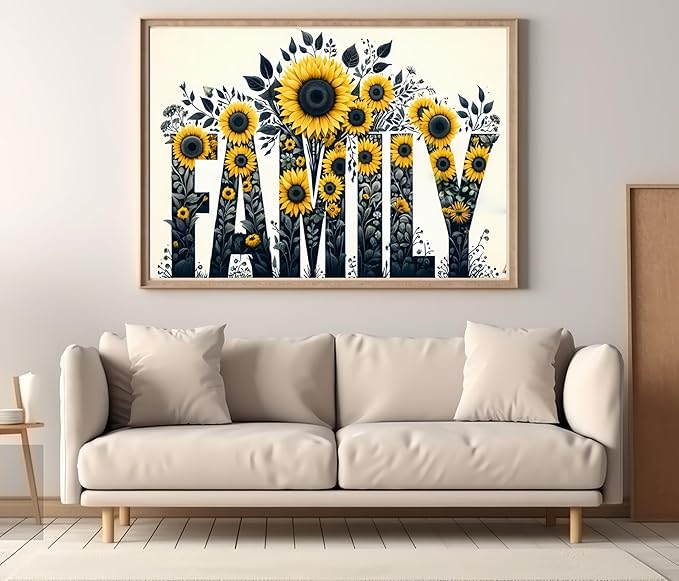 BYGFHLYW 5D Diamond Painting Kits for Adults, Family Sunflower Diamond Art Kits for Adults Beginner, DIY Full Drill Diamond Dot Gem Painting for Home Wall Decor 12x16inch
