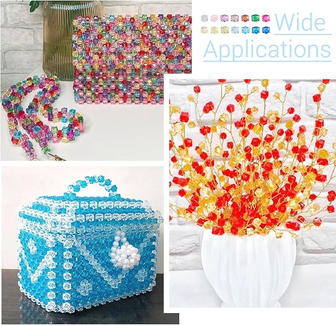 FASHEWELRY 160Pcs Clear Acrylic Cube Beads 10mm Square Crystal Beads Transparent Faceted Kandi Bead Colorful Cube Spacer Bead for Bracelets Necklace Earring DIY Jewelry Making