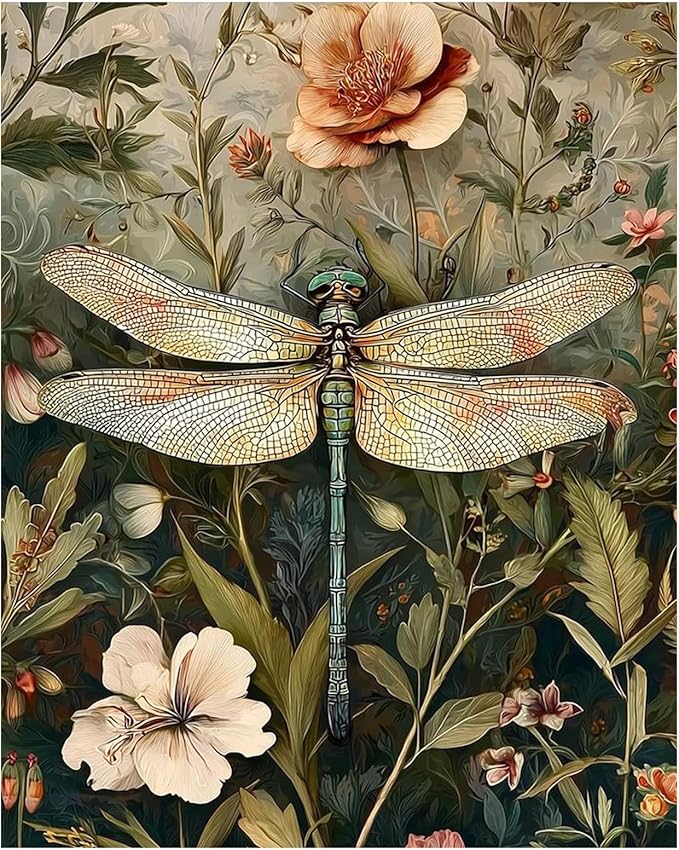 Dragonfly Paint by Number for Adults, Dragonfly Paint by Numbers Kit for Adults Beginners, Painting by Number, Easy DIY Crafts for Gift Home Decor 16x20 in