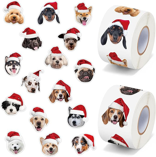 h1vojoxo christmas dog sticker rolls - 1000pcs christmas dog stickers for kids 16 designs xmas cute dogs realistic stickers for craft water bottles holiday cute dogs sticker for envelopes gift decor