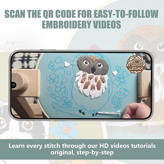 3 pack embroidery kit for beginners adults, adult starter cross stitch kit needlepoint complete diy kit with unique patterns, hoop, colorful threads, tools, step by step instructions & video tutorial