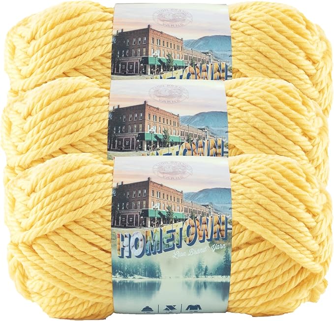 Lion Brand Yarn Hometown Yarn, Super-Bulky Yarn for Knitting, Crocheting, and Crafting, 3 Pack, Pittsburgh Yellow