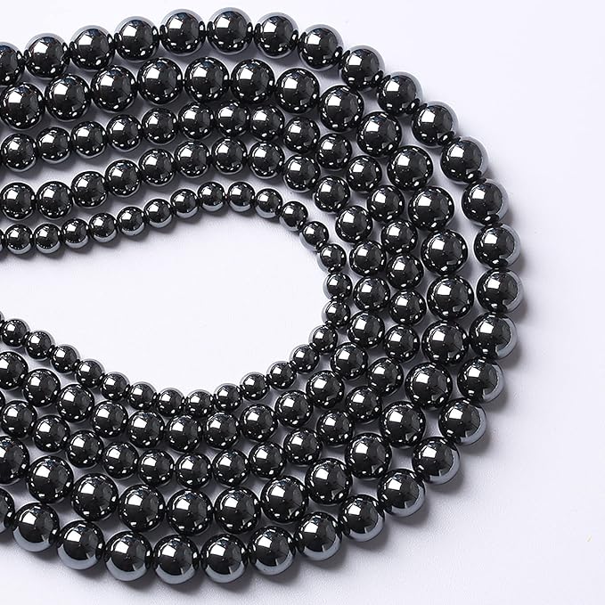 71pcs 6mm AAA Black Hematite Beads Natural Stone Gemstone Round Loose Beads for Jewelry Making DIY Bracelets Necklace Earrings