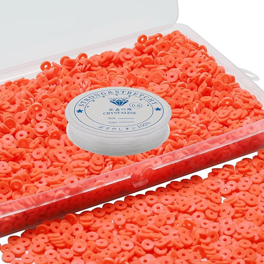 4000 Pcs Clay Beads for Bracelets Making, Polymer Spacer Flat DIY for Jewelry Necklace Earring Making Kit, Preppy Aesthetic Heishi Heshie Thin Disk Beads Assortments Set 4 6 8MM (OR-3-21, 6MM)