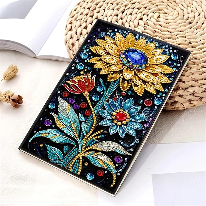 Sunflower Diamonds Painting Notebook for Adults, A5 Diamond Art Journal and DIY Sketchbook, Diamond Art Kit Supplies,Gift for Beginners, Craft Lovers, Artists. (Sunflower)