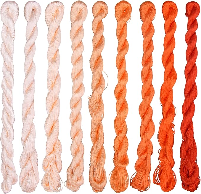 Natural 100% Silk Thread, Handmade Embroidery Thread Silk Floss 9 Colors 110m Each (26)