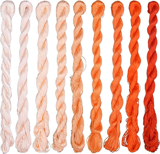 Natural 100% Silk Thread, Handmade Embroidery Thread Silk Floss 9 Colors 110m Each (26)