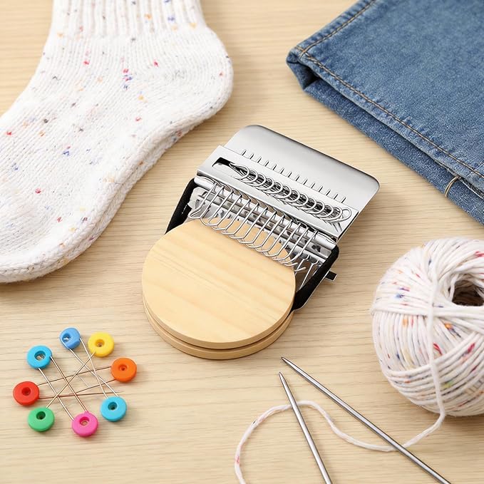 PatchMaker 2.0 Kit, Xincarimo Mini Portable Patch Darning Looms Kit, Patchwork Weaving Tool Set for Quickly Sewing Repair, Loom Knitting Kit for Beginners (14 Hooks)