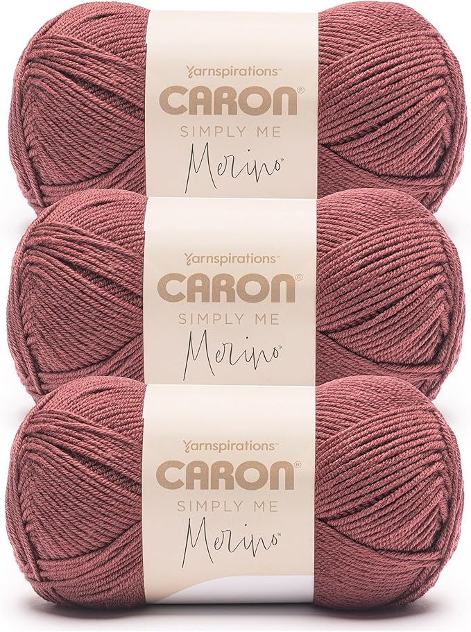 Caron Simply Me Merino Pomegranate Red Yarn - 3 Pack of 100g/3.5oz - 50% Acrylic, 50% Merino Wool - #3 DK (Light) - 215 Yards - Knitting/Crochet