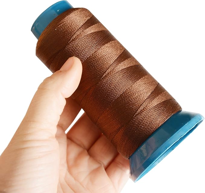 Hair Weaving Thread with C/J/I/T Needles 1500 Yards 210 D Strength Polyester Thread Sewing Thread for Making Wigs Hair Extension Kit (Brown)