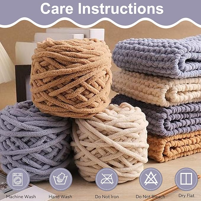 WSICSE Chenille Fluffy Yarn, Thick Chunky Blanket Yarn for Crocheting Plush Soft Yarn for Knitting Blanket DIY Easter Decor Gifts, 6 Pack 100g Each 3.5 oz 55 Yards(Brown Series)