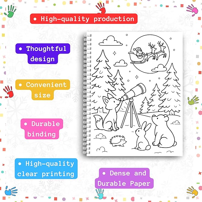 Winter Woodland Coloring Book for Toddlers Ages 3+ – Cute Animals, Snowy Forest Fun, and Easy Holiday Coloring Pages – Thick 199 GSM Paper – Spiral Bound – 8.5x11 in