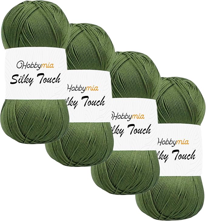 Silky Touch Acrylic Yarn - Soft Sport Weight Yarn for Crochet & Knitting - 100g / 383yds - 100% Microfiber Acrylic - Lightweight Fine Smooth Yarn(Green - Camouflage, 4 Skeins)